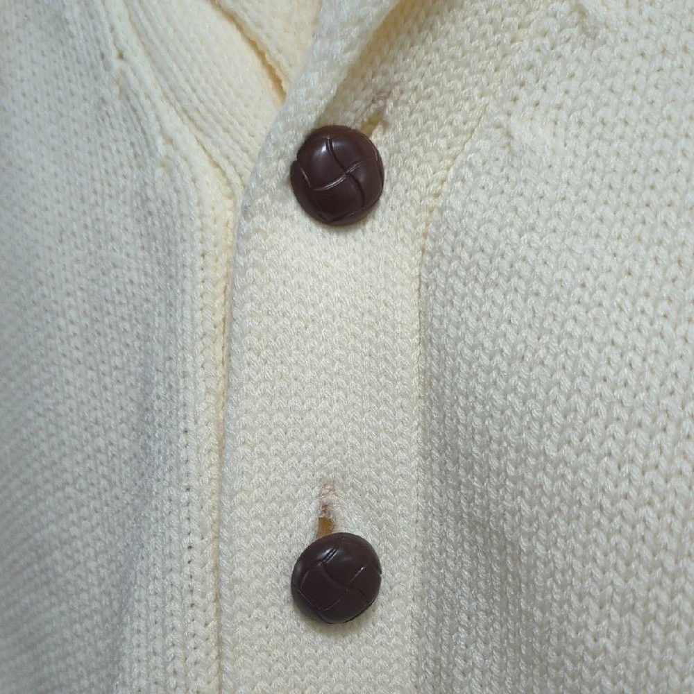Vintage Herman Phillips Ivory Shawl Collar‎ Cardigan Sweater Preppy Heritage Med